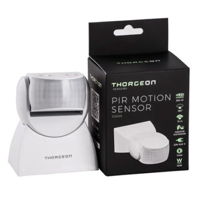 Thorgeon - Détecteur de mouvement infrarouge - 12m - 1200W - IP65 - Blanc - Réf : 02005