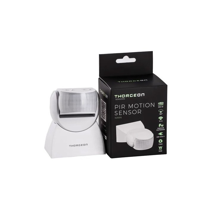 Thorgeon - Détecteur de mouvement infrarouge - 12m - 1200W - IP65 - Blanc - Réf : 02005