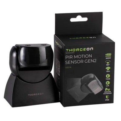 Thorgeon - Détecteur de mouvement infrarouge - 10m - 1200W - IP65 - Noir - Réf : 02016