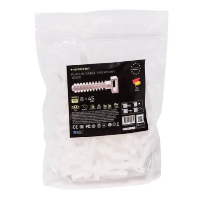 Thorgeon - Lot de 100 supports de câble à vis 8x45 - Blanc - Réf : 15030