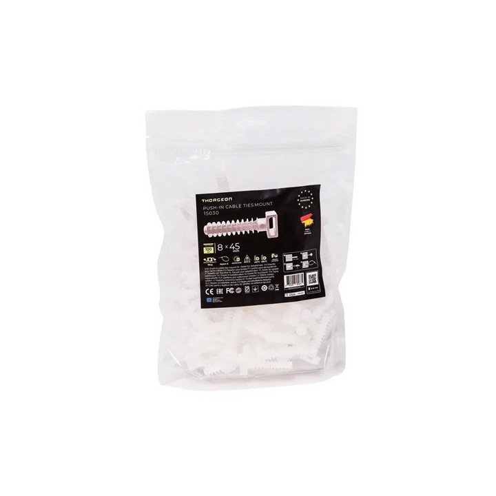Thorgeon - Lot de 100 supports de câble à vis 8x45 - Blanc - Réf : 15030