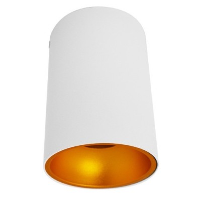 Miidex Lighting - Support de Spot Saillie GU10 (sans ampoule) Cylindre Blanc / Doré - Réf : 6810
