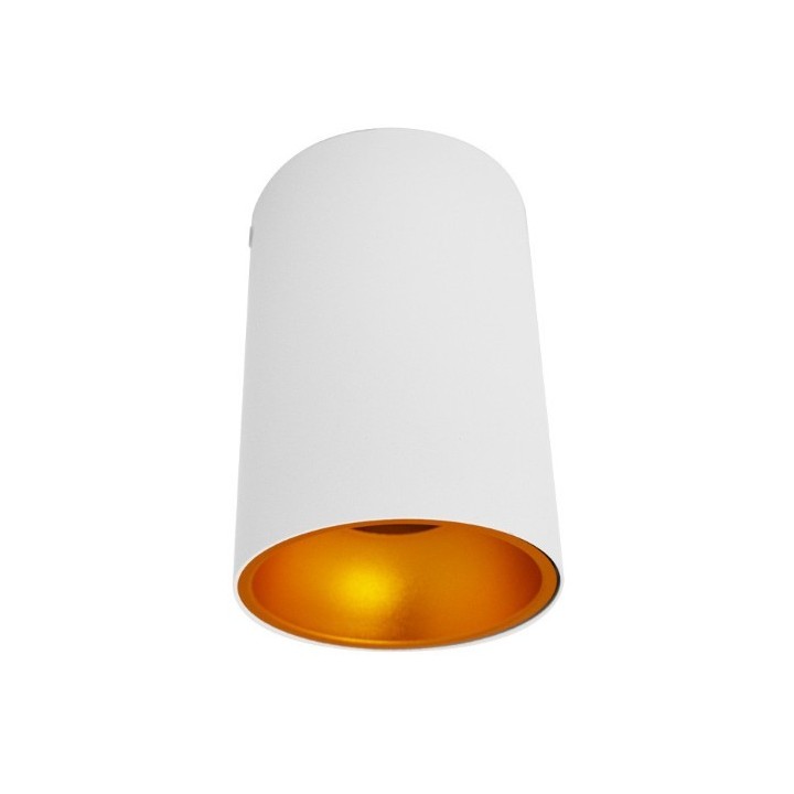 Miidex Lighting - Support de Spot Saillie GU10 (sans ampoule) Cylindre Blanc / Doré - Réf : 6810