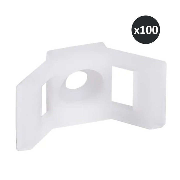 Thorgeon - Lot de 100 embases pour collier de serrage à visser - Blanc - Réf : 15037