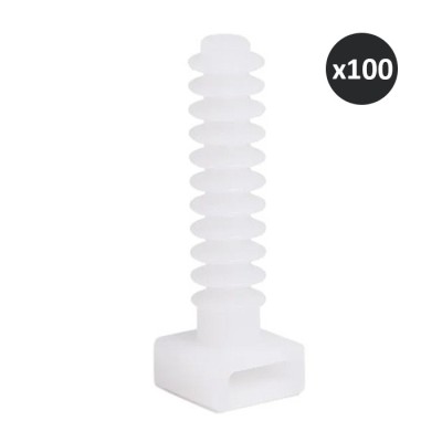Thorgeon - Lot de 100 supports de câble à vis 8x45 - Blanc - Réf : 15030