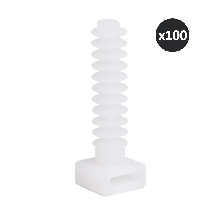 Thorgeon - Lot de 100 supports de câble à vis 8x45 - Blanc - Réf : 15030