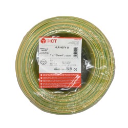 Fil H07V-U (Rigide) 1x1,5 mm² - Couronne de 400 m - Jaune/vert - Réf : 030558