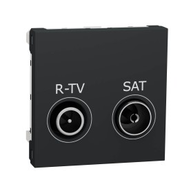 Schneider Unica - Prise R-TV + SAT - individuel - 2 mod - Anthracite - méca seul- Réf : NU345454