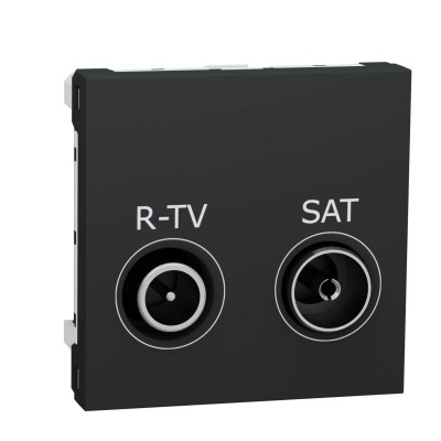 Schneider Unica - Prise R-TV + SAT - individuel - 2 mod - Anthracite - méca seul- Réf : NU345454