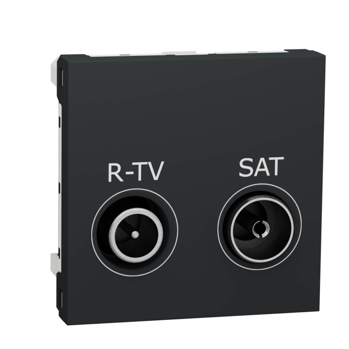 Schneider Unica - Prise R-TV + SAT - individuel - 2 mod - Anthracite - méca seul- Réf : NU345454