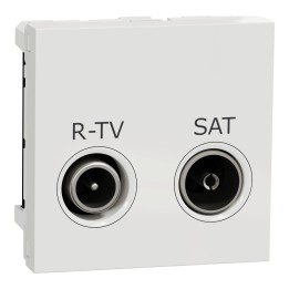 Schneider Unica - Prise R-TV + SAT - individuel - 2 mod - blanc - méca seul- Réf : NU345418