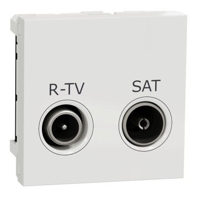 Schneider Unica - Prise R-TV + SAT - individuel - 2 mod - blanc - méca seul- Réf : NU345418