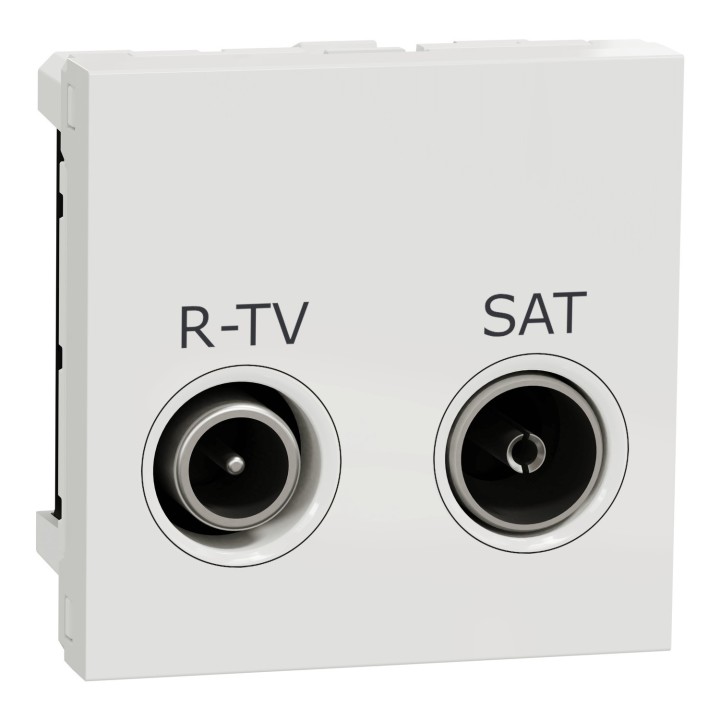 Schneider Unica - Prise R-TV + SAT - individuel - 2 mod - blanc - méca seul- Réf : NU345418