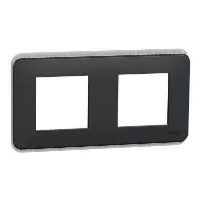 Schneider Unica Pro - plaque de finition - Anthracite - 2 postes - Réf : NU400454