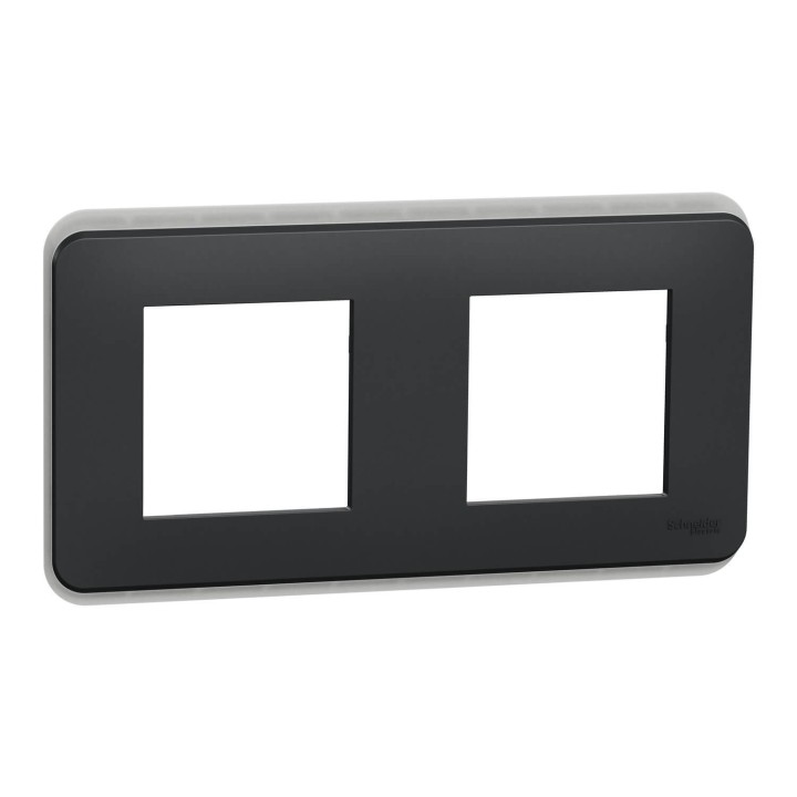 Schneider Unica Pro - plaque de finition - Anthracite - 2 postes - Réf : NU400454