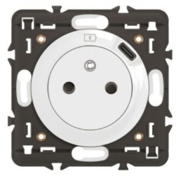 Legrand Céliane - Prise Surface avec chargeur Type C intégré - Livrée avec support et enjoliveur Blanc - Réf : CB0140