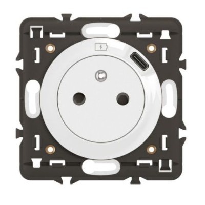 Legrand Céliane - Prise Surface avec chargeur Type C intégré - Livrée avec support et enjoliveur Blanc - Réf : CB0140