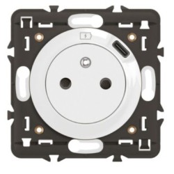 Legrand Céliane - Prise Surface avec chargeur Type C intégré - Livrée avec support et enjoliveur Blanc - Réf : CB0140