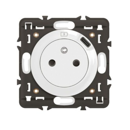 Legrand Céliane - Prise Surface avec chargeur Type C intégré - Livrée avec support et enjoliveur Blanc - Réf : CB0140