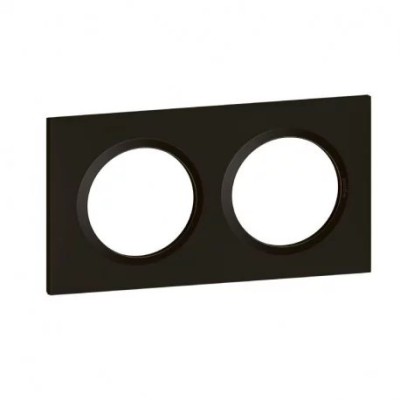 Legrand - Plaque carrée Dooxie - 2 postes - finition noir effet velours - Réf : 600892
