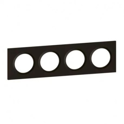 Legrand - Plaque carrée Dooxie - 4 postes - finition noir effet velours - Réf : 600894