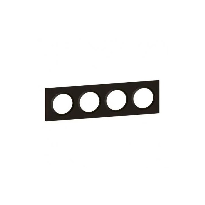 Legrand - Plaque carrée Dooxie - 4 postes - finition noir effet velours - Réf : 600894
