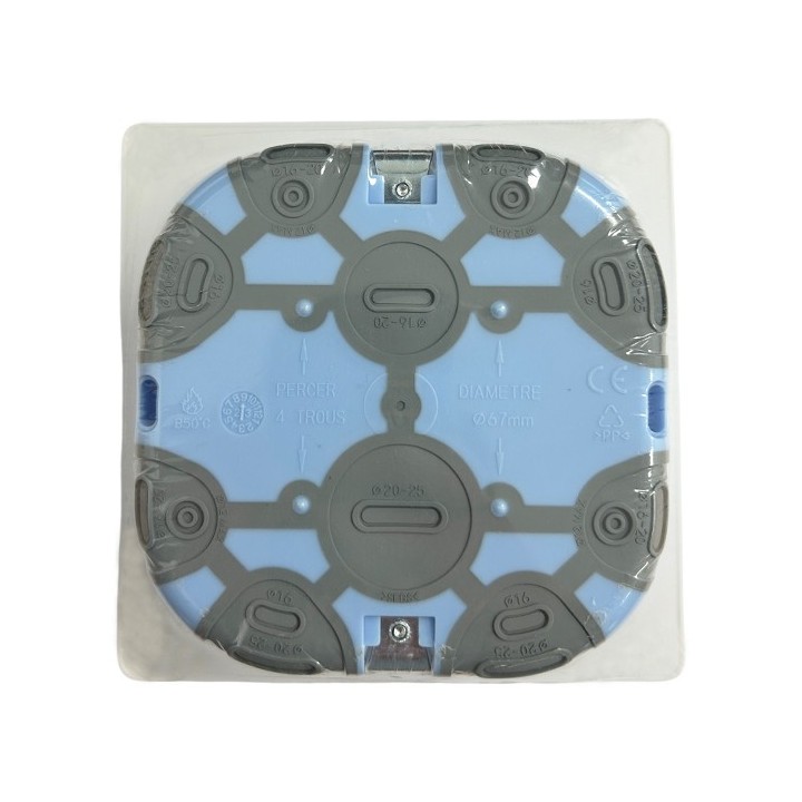 Eur'ohm - Boîte de dérivation encastrée RT20203 pour cloisons sèches - 100x100x40 mm - Réf : 51013