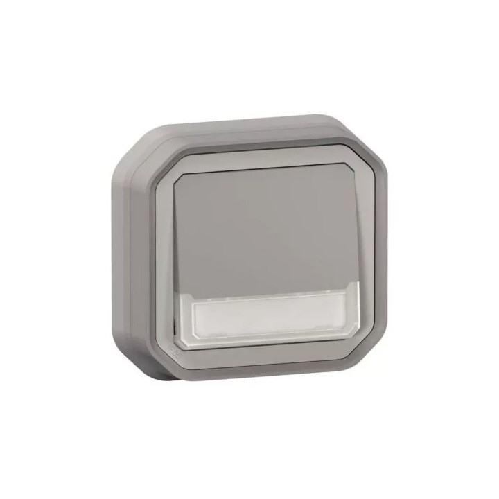 Legrand - Plexo - Bouton poussoir porte étiquette - complet encastré 10A - IP55 - gris - Réf : 069824L