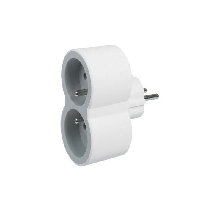 Legrand - Fiche multiprise biplite avec 2 prises - 2P+T frontales - 16A - 3680W - blanc et gris clair - Réf : 049431