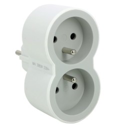 Legrand - Fiche multiprise biplite avec 2 prises - 2P+T frontales - 16A - 3680W - blanc et gris clair - Réf : 049431