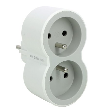 Legrand - Fiche multiprise biplite avec 2 prises - 2P+T frontales - 16A - 3680W - blanc et gris clair - Réf : 049431