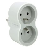 Legrand - Fiche multiprise biplite avec 2 prises - 2P+T frontales - 16A - 3680W - blanc et gris clair - Réf : 049431