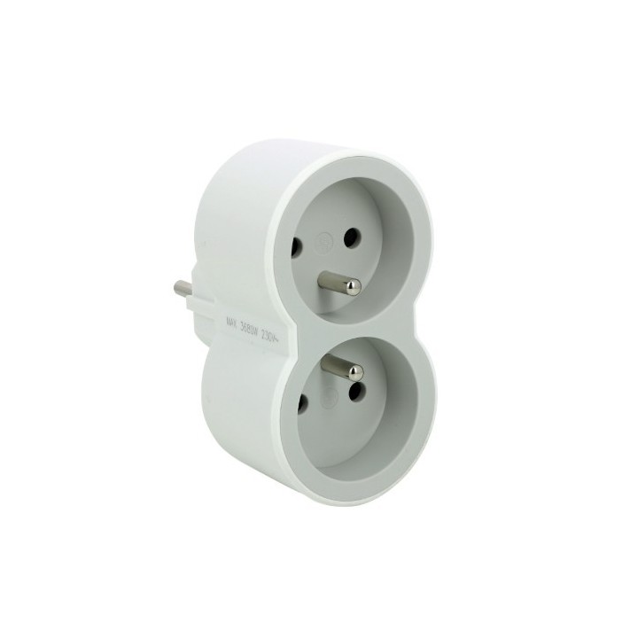 Legrand - Fiche multiprise biplite avec 2 prises - 2P+T frontales - 16A - 3680W - blanc et gris clair - Réf : 049431