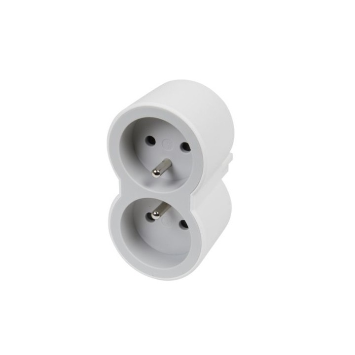 Legrand - Fiche multiprise biplite avec 2 prises - 2P+T frontales - 16A - 3680W - blanc et gris clair - Réf : 049431