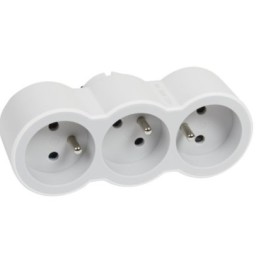 Legrand - Fiche multiprise triplite avec 3 prises 2P+T frontales 16A 3680W - blanc et gris clair - Réf : 049433