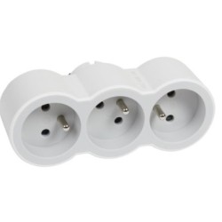 Legrand - Fiche multiprise triplite avec 3 prises 2P+T frontales 16A 3680W - blanc et gris clair - Réf : 049433
