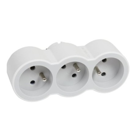 Legrand - Fiche multiprise triplite avec 3 prises 2P+T frontales 16A 3680W - blanc et gris clair - Réf : 049433