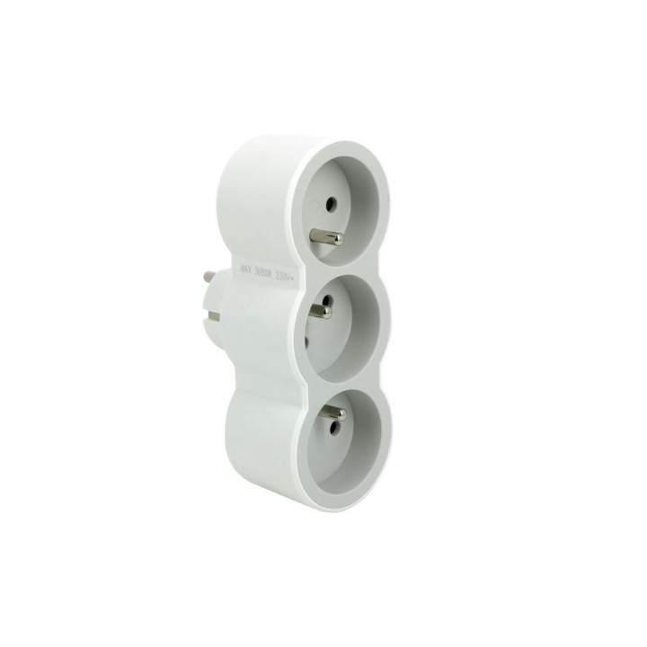 Legrand - Fiche multiprise triplite avec 3 prises 2P+T frontales 16A 3680W - blanc et gris clair - Réf : 049433