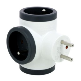 Legrand - Fiche multiprise triplite avec 3 prises 2P+T latérales 16A 3680W - blanc et gris foncé - Réf : 049435
