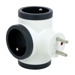 Legrand - Fiche multiprise triplite avec 3 prises 2P+T latérales 16A 3680W - blanc et gris foncé - Réf : 049435