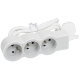 Legrand - Rallonge multiprise extra-plate équipée de 3 prises 2P+T 16A - longueur 1,5m - blanc et gris clair - Réf : 049470
