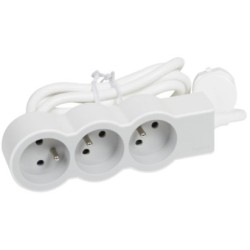 Legrand - Rallonge multiprise extra-plate équipée de 3 prises 2P+T 16A - longueur 1,5m - blanc et gris clair - Réf : 049470