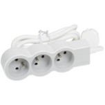 Legrand - Rallonge multiprise extra-plate équipée de 3 prises 2P+T 16A - longueur 1,5m - blanc et gris clair - Réf : 049470