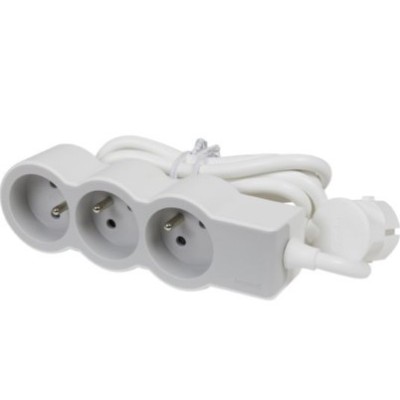 Legrand - Rallonge multiprise extra-plate équipée de 3 prises 2P+T 16A - longueur 1,5m - blanc et gris clair - Réf : 049470