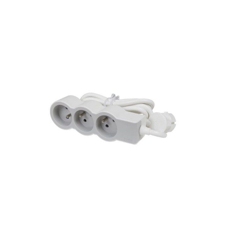 Legrand - Rallonge multiprise extra-plate équipée de 3 prises 2P+T 16A - longueur 1,5m - blanc et gris clair - Réf : 049470