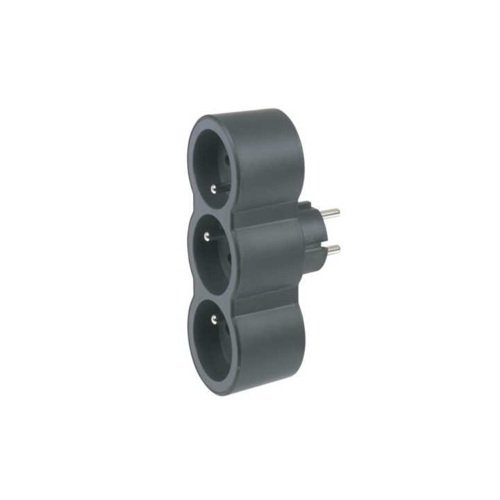 Legrand - Fiche multiprise triplite avec 3 prises 2P+T frontales 16A 3680W - noir et gris foncé - Réf : 049434