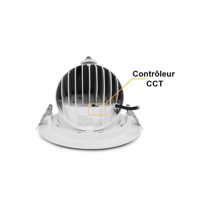 Miidex Lighting - Spot LED Escargot Rond Inclinable et Orientable 38W - CCT - Garantie 5 ans - Réf : 767440