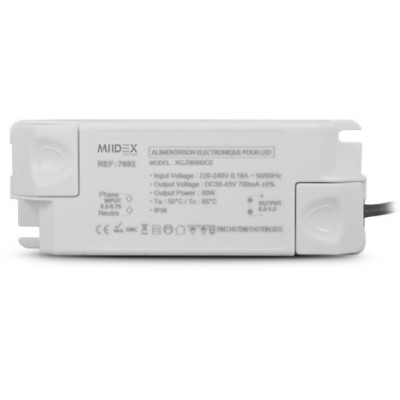 Miidex Lighting - Spot LED Rectangulaire Inclinable avec Alimentation Electronique 30W 4000K - Réf : 7692