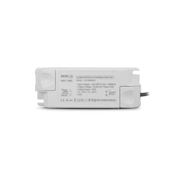 Miidex Lighting - Spot LED Rectangulaire Inclinable avec Alimentation Electronique 30W 4000K - Réf : 7692