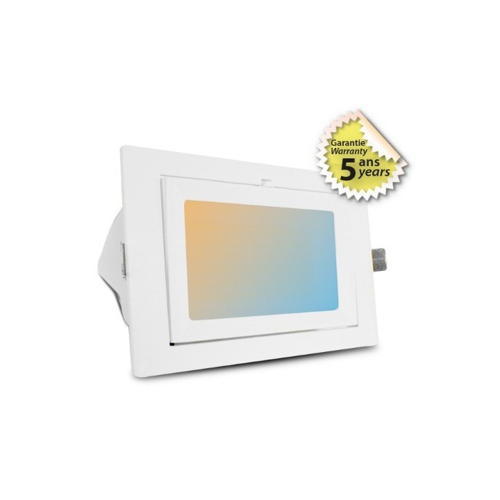Miidex Lighting - Spot LED Rectangulaire Inclinable avec Alimentation Electronique 32/38W CCT Garantie 5 ans - Réf : 76913